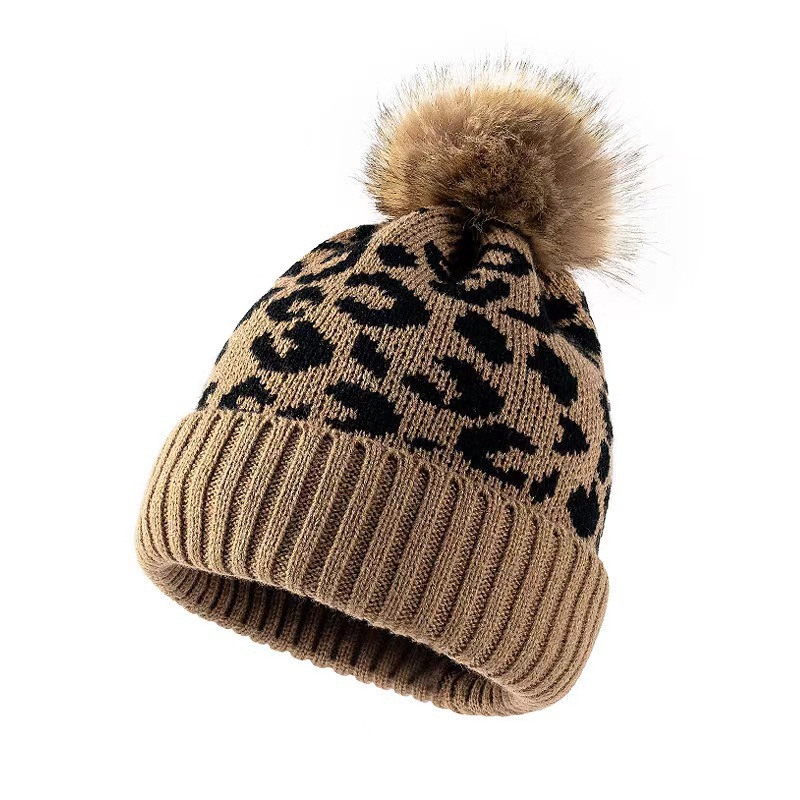 Beanie Cuffed Knit - Kadın Leopar Desenli Örme Bere Şapka