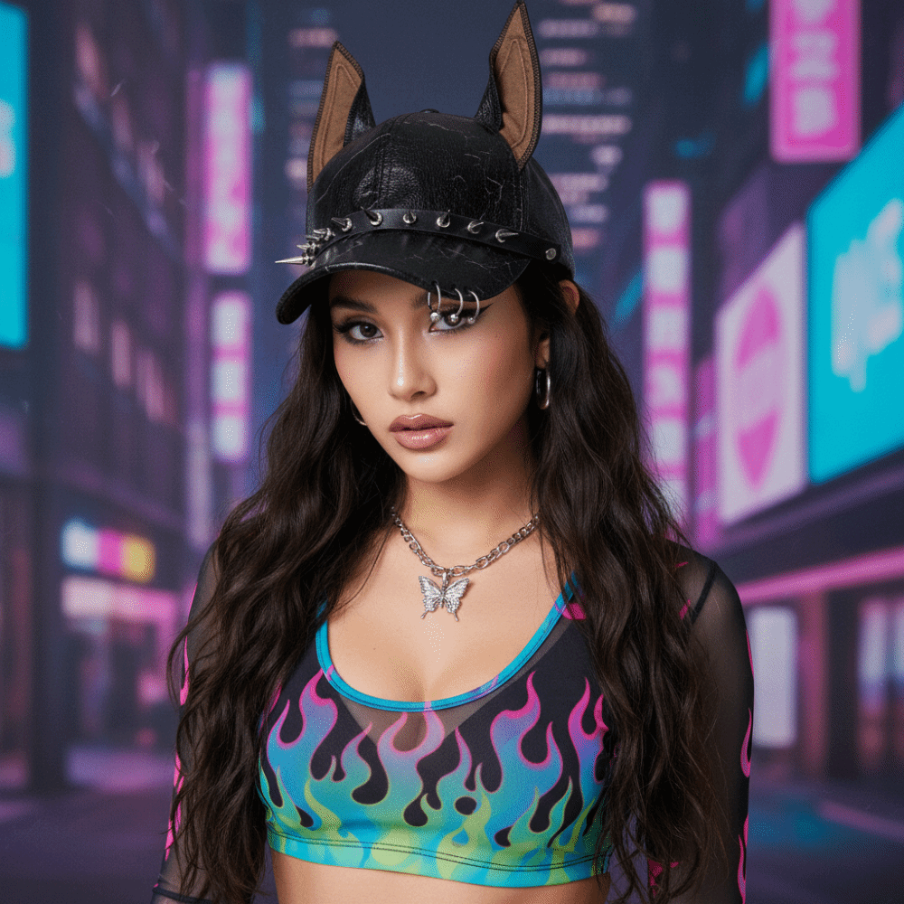 Baseball Cap Structured - Moda Punk Doberman Köpek Kulaklı Beyzbol