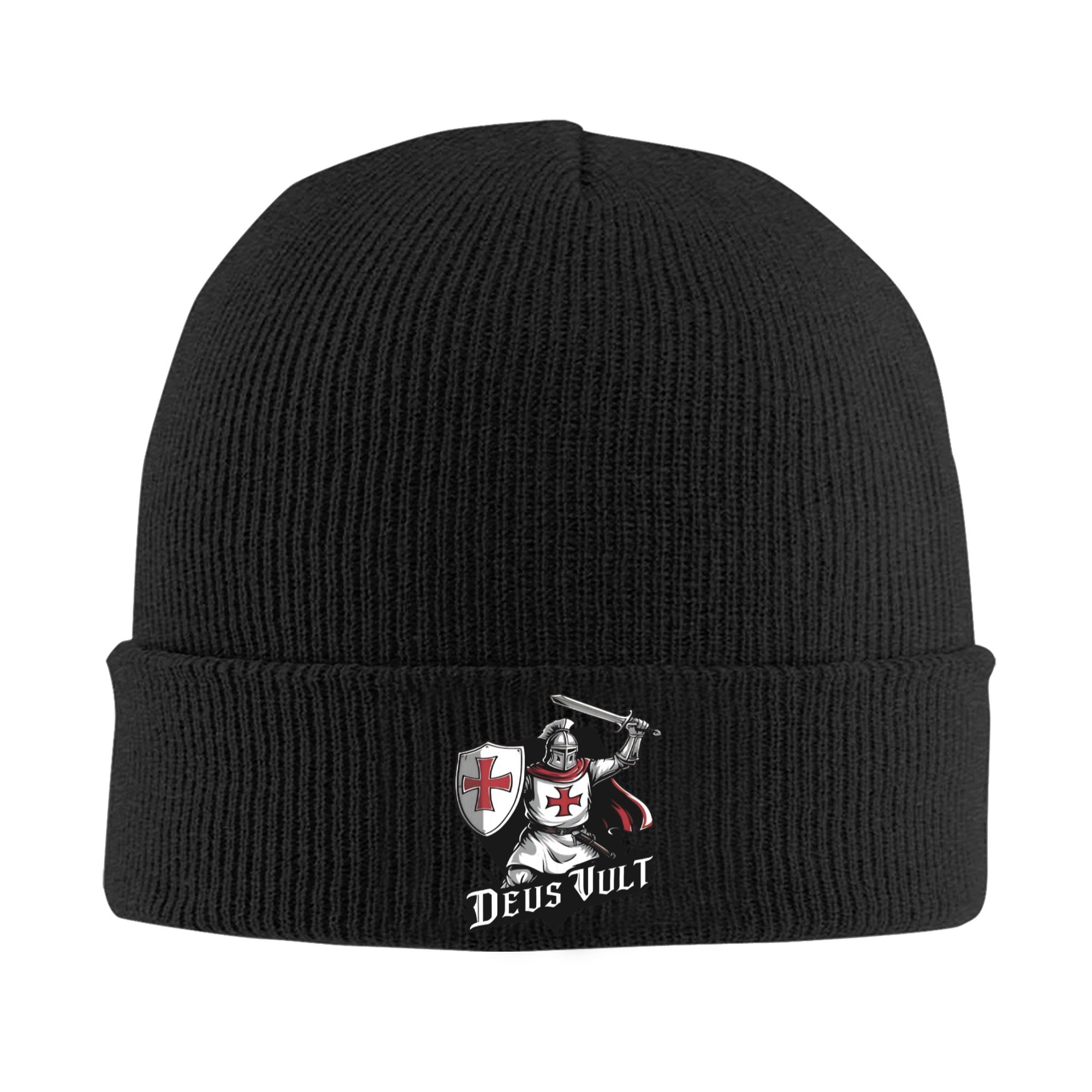 Beanie Cuffed Knit - Deus Vult - Templar Şövalyesi Desenli